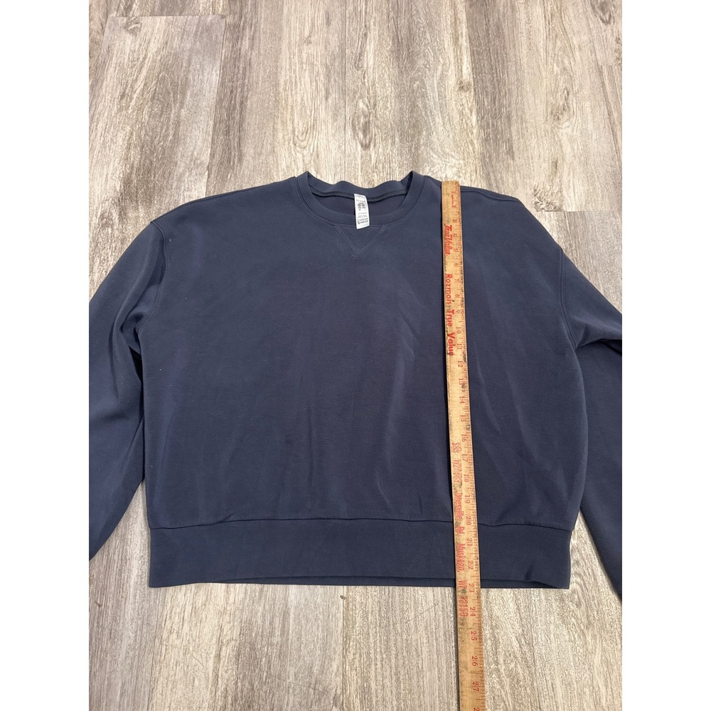 Spanx AirEssentials Dark Storm Blue Grey Crew Neck Sweatshirt Womens Large - Picture 5 of 7